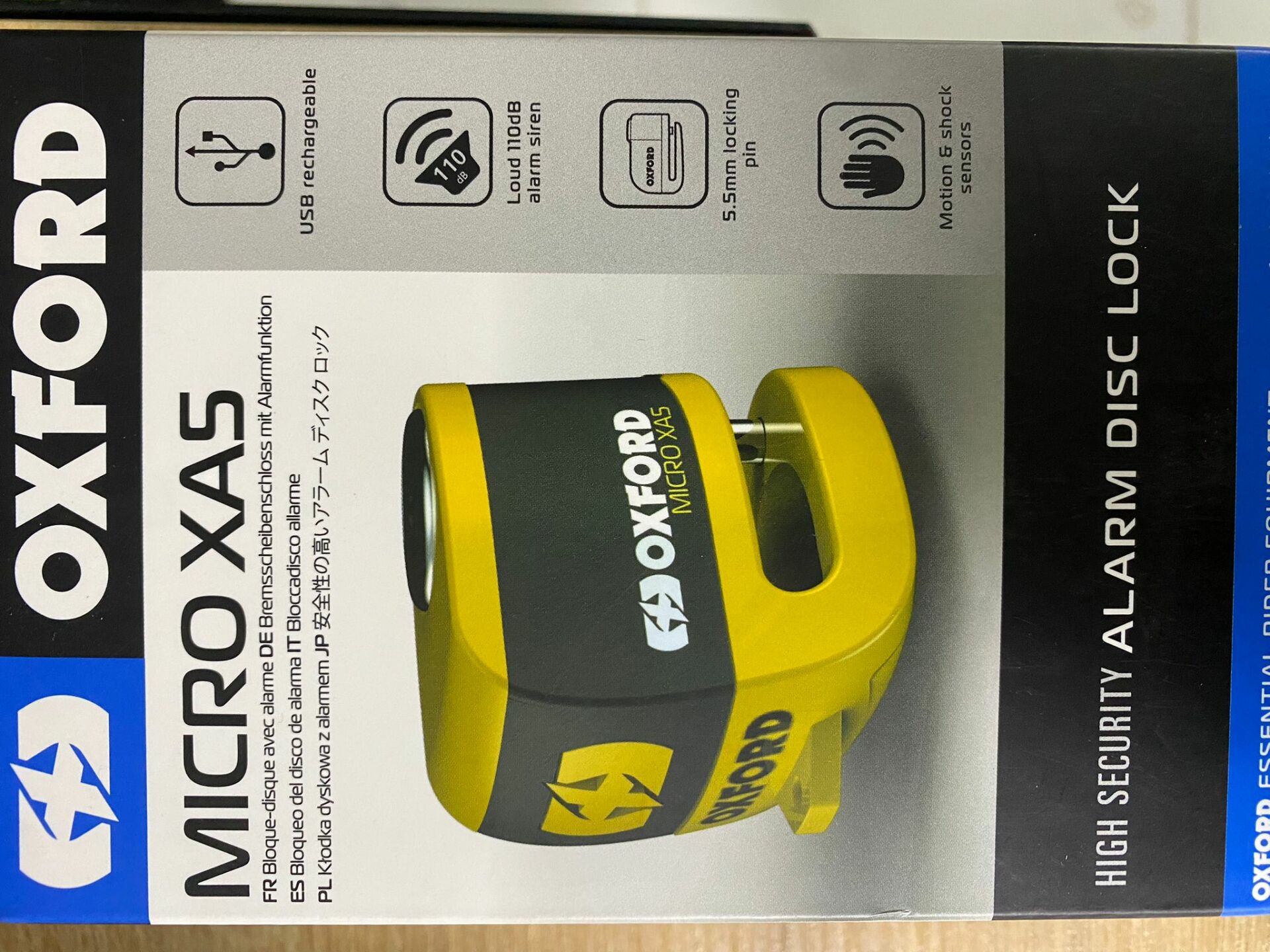 OXFORD MICRO XA5 ALARMLI DİSK KİLİDİ SARI