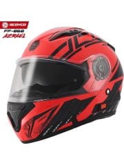 Scoyco FF-868 Azrael Kırmızı-Siyah Çene Açılır Güneş Vizörlü Kask