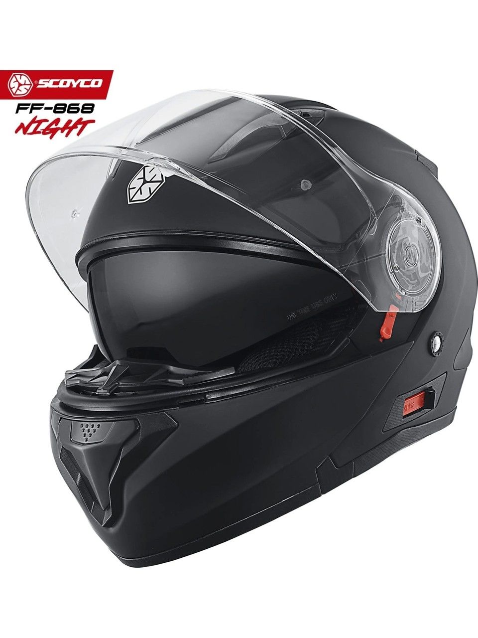 Scoyco FF-868 Nıght Mat Siyah Çene Açılır Güneş Vizörlü Kask