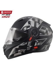 Scoyco FF-868 Space Mat Siyah-Gri Çene Açılır Güneş Vizörlü Kask
