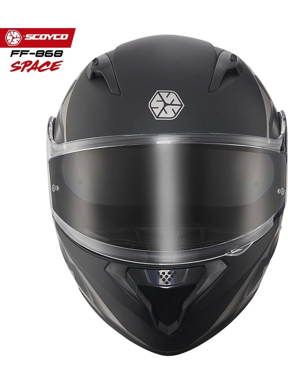Scoyco FF-868 Space Mat Siyah-Gri Çene Açılır Güneş Vizörlü Kask