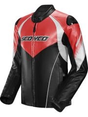 Scoyco JK187 4 Mevsim Mont Pu Leather Black-Red