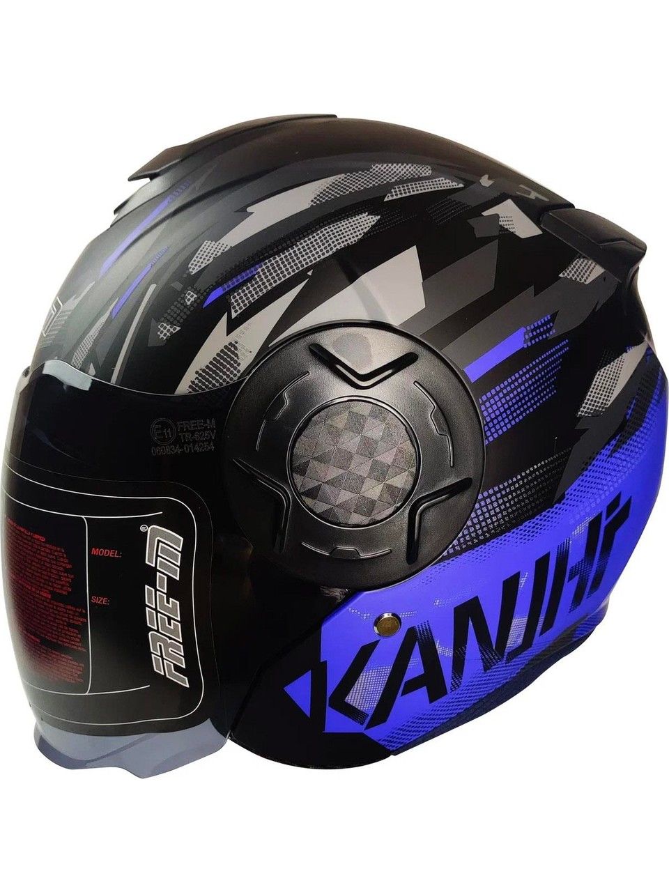 Freem FR665 Mat Blue Yarım Kask  Siyah Vizör