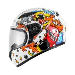 SWAY SW 815K MONSTER White Yellow Orange Full Face Çocuk Kaskı