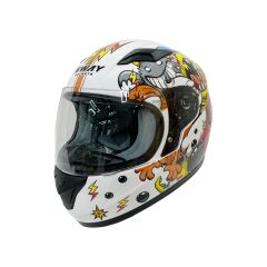 SWAY SW 815K MONSTER White Yellow Orange Full Face Çocuk Kaskı