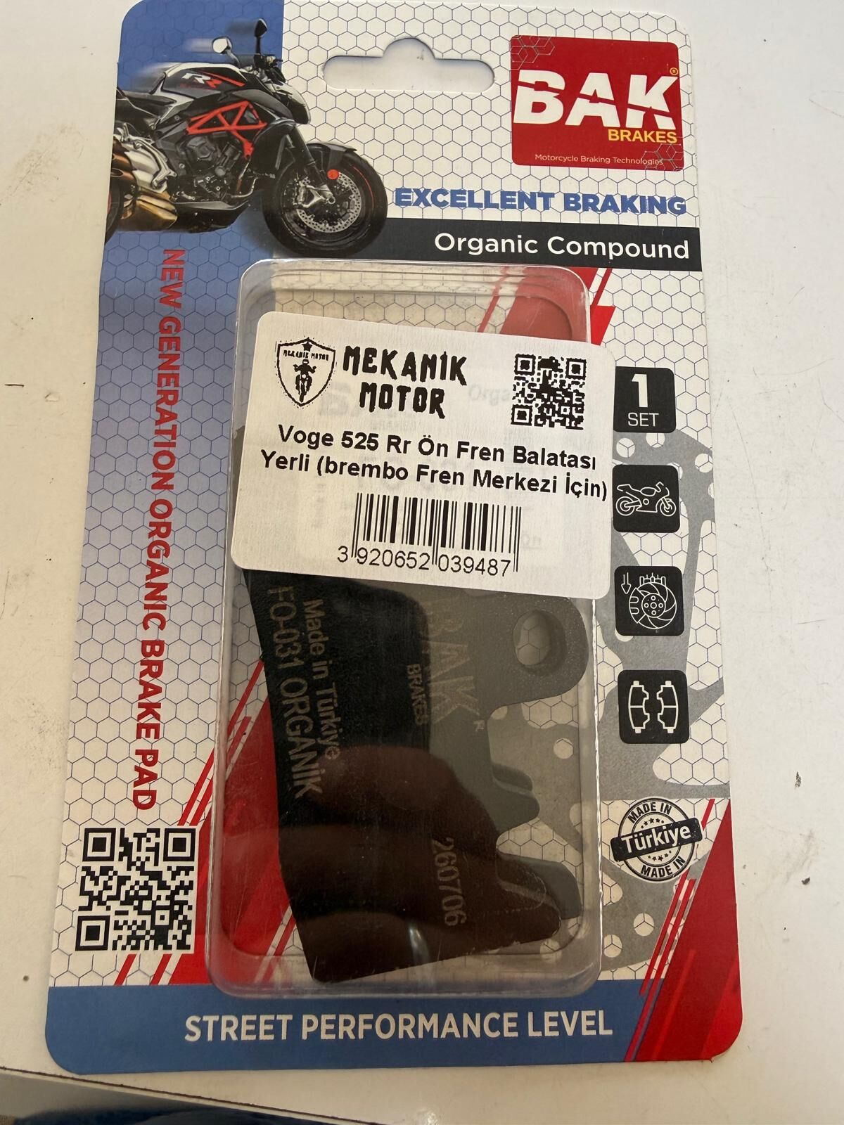 Voge 525 Rr Ön Fren Balatası Yerli (brembo Fren Merkezi İçin)